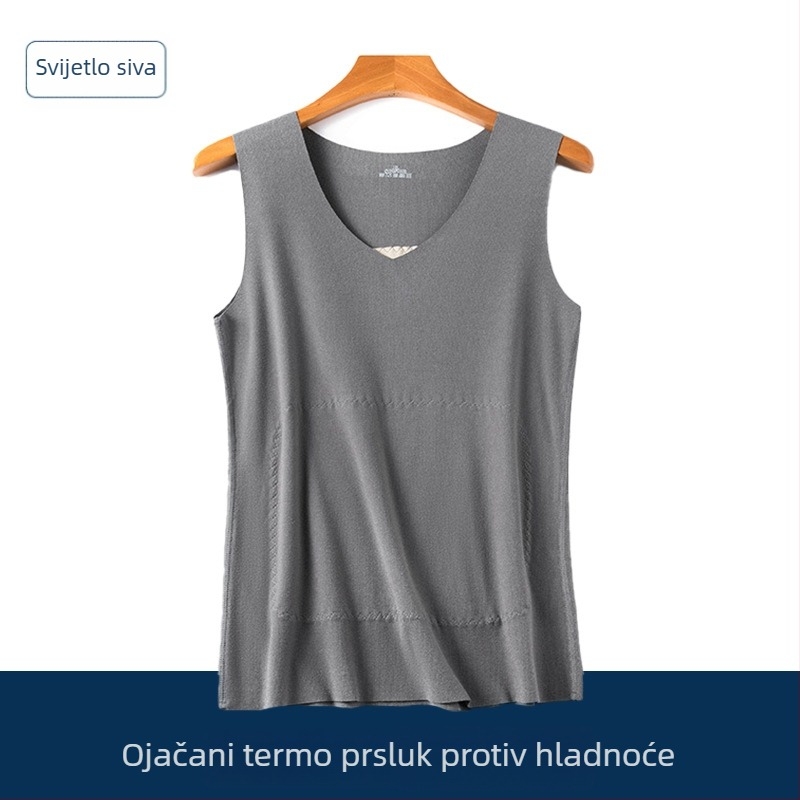 Muški bešavni termalni prsluk s dvostrukim panelima, brzo zagrijavanje, fleece podstava, debeo za hladnoću, osnovni sloj za jesen i zimu