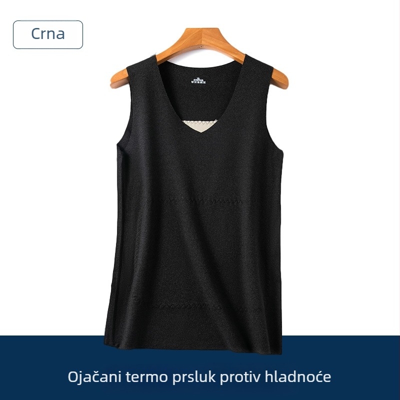 Muški bešavni termalni prsluk s dvostrukim panelima, brzo zagrijavanje, fleece podstava, debeo za hladnoću, osnovni sloj za jesen i zimu
