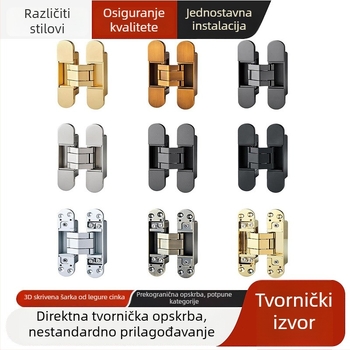 Visoko kvalitetan tih 3D skriveni šarki za drvena vrata, prilagodljivi, teške nosivosti za sklopiva vrata