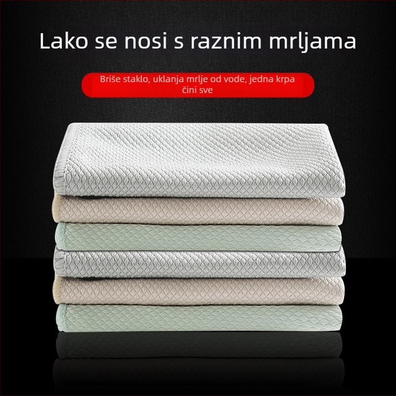 Kuhinjska krpa s teksturom ljuskica ribe za čišćenje stakla, bez tragova vode, upijajuća, bez dlačica, bez mrlja