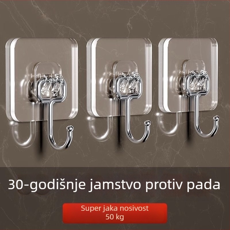 Vješak od nehrđajućeg čelika za zid, samoljepljiv, izuzetno jak, bez bušenja, višenamjenski za kuhinju i dom, drža teške predmete