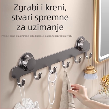Pet kuka, zidni držač od kovanog željeza s usisnim čašicama, bez bušenja, za kupaonicu i kuhinju