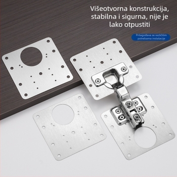Kingna Ploča za popravak šarki vrata garderobe i ormara, nehrđajući čelik, 90x90, paket s 6 vijaka
