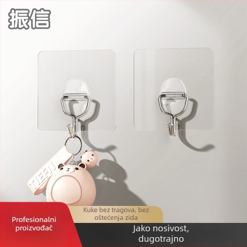 Zhenxin prozirna ljepljiva kuka, bez bušenja, snažan držač 3–5 kg, za vrata i kupaonicu, PVC, set 2 kom