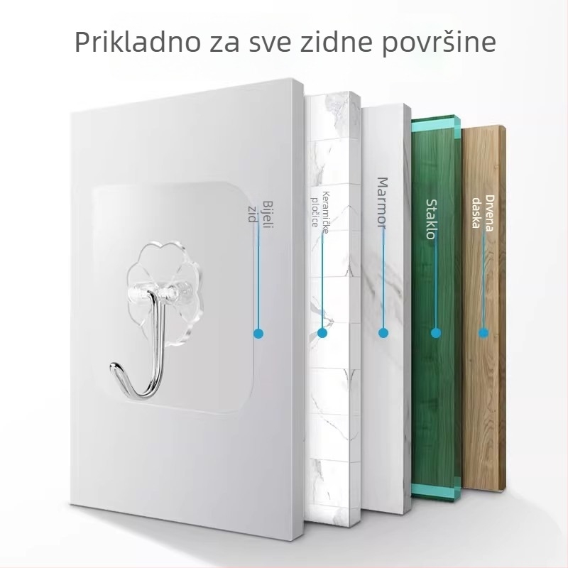 Snažni ljepljivi kukici, montaža bez bušenja, zidni kukici za vješanje odjeće iza vrata, izdržljivi kuhinjski kuki, bez tragova ljepila, do 1 kg.
