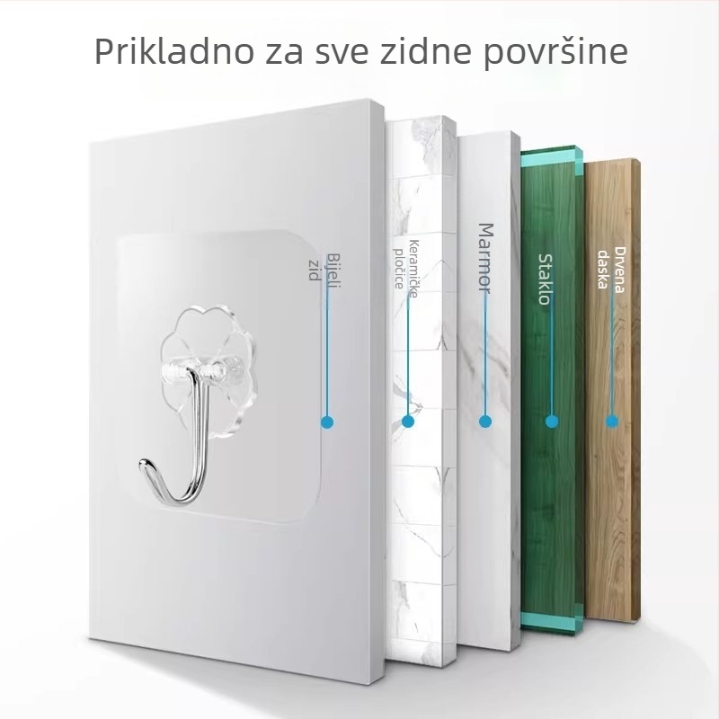 Snažni ljepljivi kukici, montaža bez bušenja, zidni kukici za vješanje odjeće iza vrata, izdržljivi kuhinjski kuki, bez tragova ljepila, do 1 kg.