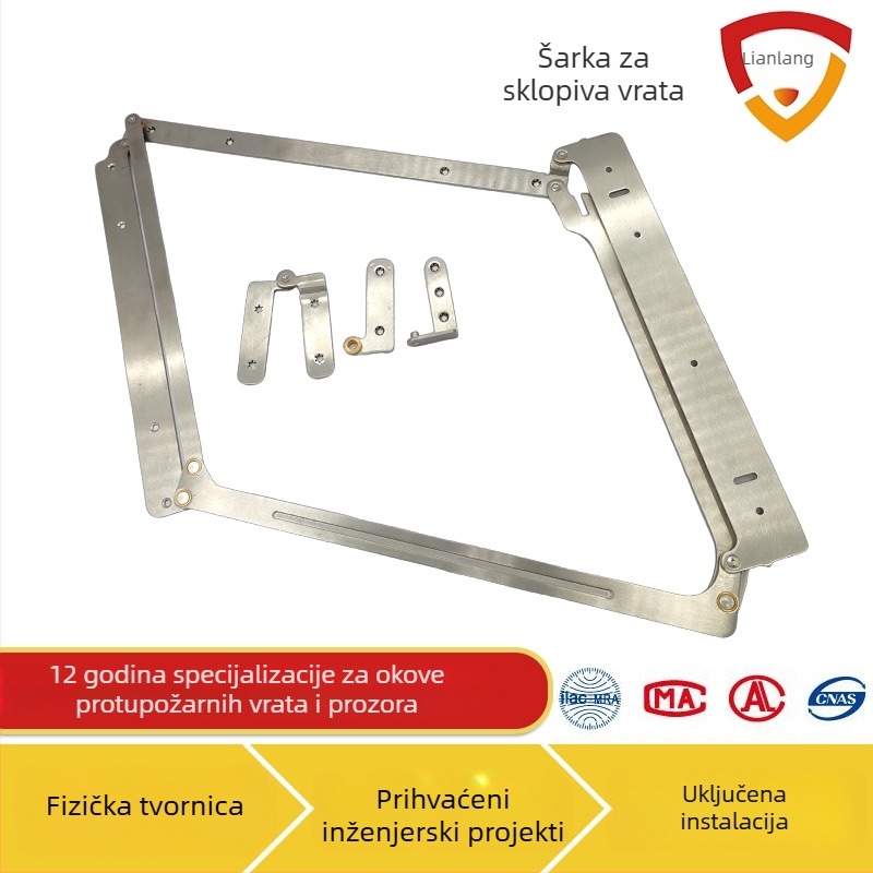 Komplet šarki za sklopna vrata ormarića, 180° bi-fold, bez donje vodilice, 304 nehrđajućeg čelika, brušena završna obrada