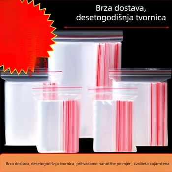 Prozirne PE vrećice sa samoljepljivim zatvaranjem, crveni rub, za pakiranje nakita i hrane, otisak logotipa