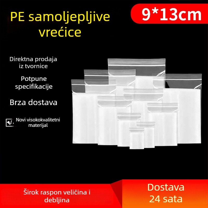Prozirna PE vrećica za telefon, vodootporna, zaštita od prašine, 9×13 cm, samozatvarajući plastični džep