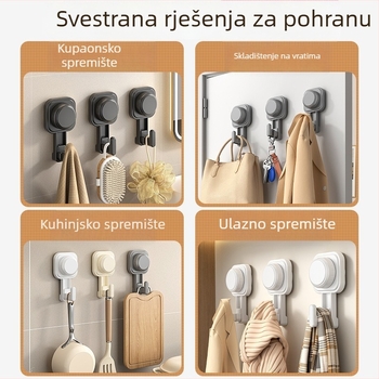 Nova snažna vakuumska kuka za ručnike, bez bušenja, bez tragova na zidu, postavljena iza vrata kupaonice