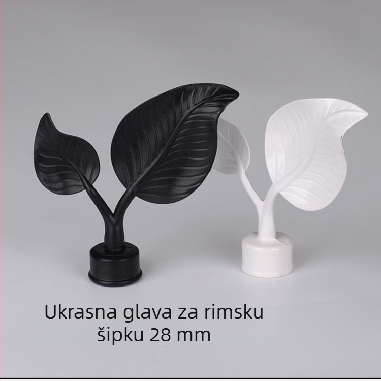 Dekorativna glava za zavjese na rimskoj šipki, aluminijska legura, dizajn Veliki listovi