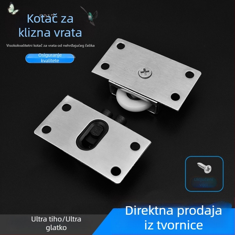 338 Kotačić za klizna vrata garderobe, debeli tih kolut od legure