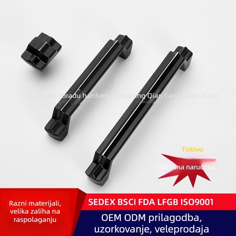 Nova kolekcija kvaka za vrata i ormariće, crne, izrađene od cinkove legure, moderni minimalistički stil