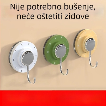Okretni vakuumski kuka za ljepilo bez bušenja, za hladnjak, drvena vrata ili pločice; nosivost 3–5 kg