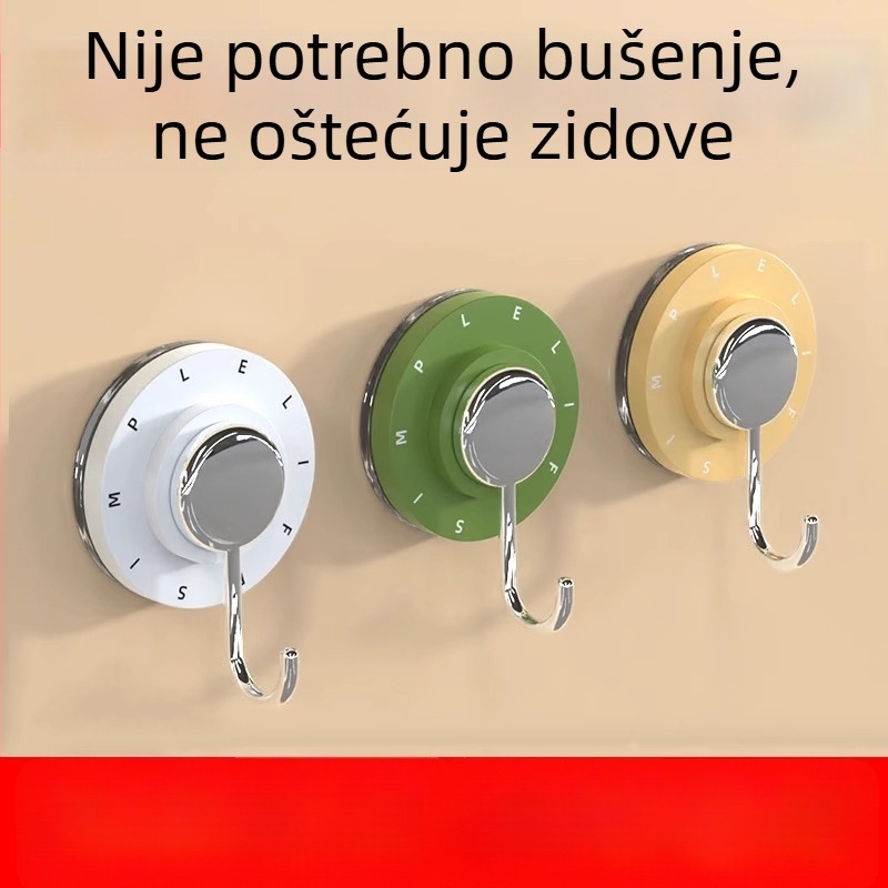 Okretni vakuumski kuka za ljepilo bez bušenja, za hladnjak, drvena vrata ili pločice; nosivost 3–5 kg