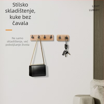 Ljepljive kukice od bambusa i drveta, bez bušenja, za kupaonicu i kuhinju