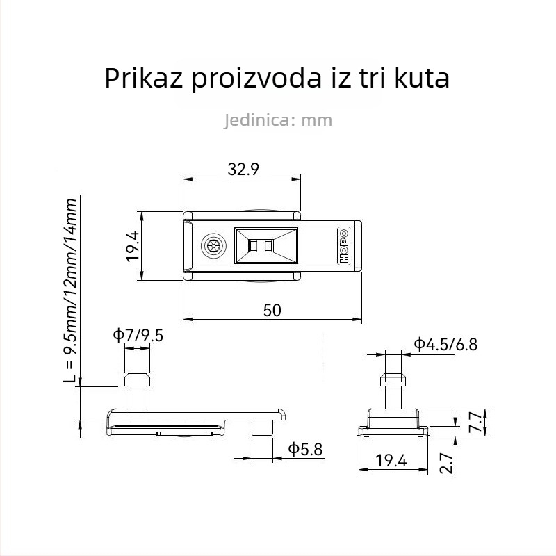 HOPO LPE45 T-oblik brava za prozore s krilom, aluminijska legura, hardver