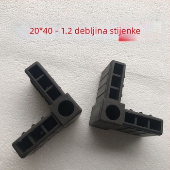 Pravokutni spoj za kvadratnu cijev 20×40, kutni nosač za aluminijski okvir vrata i prozora s plastičnim umetkom