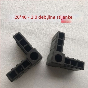 Pravokutni spoj za kvadratnu cijev 20×40, kutni nosač za aluminijski okvir vrata i prozora s plastičnim umetkom