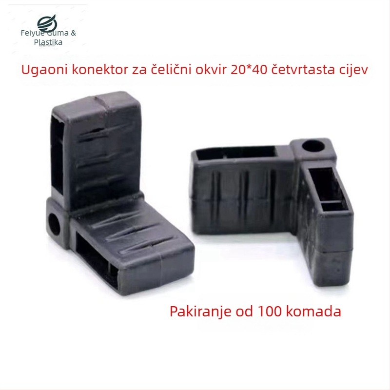 Pravokutni spoj za kvadratnu cijev 20×40, kutni nosač za aluminijski okvir vrata i prozora s plastičnim umetkom