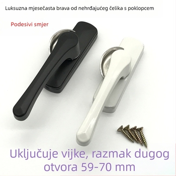 Polukružna brava s kukom, dug otvor, ojačana, od zinkove legure i nehrđajućeg čelika, za vrata i prozore