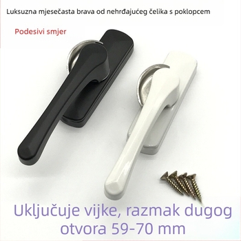 Polukružna brava s kukom, dug otvor, ojačana, od zinkove legure i nehrđajućeg čelika, za vrata i prozore