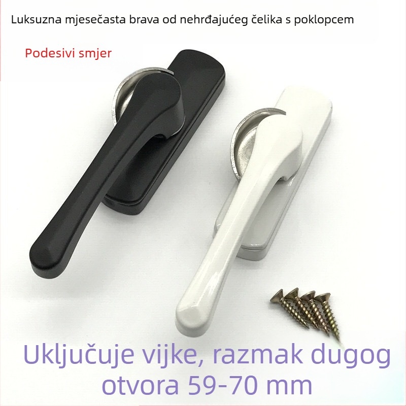 Polukružna brava s kukom, dug otvor, ojačana, od zinkove legure i nehrđajućeg čelika, za vrata i prozore