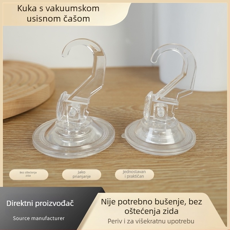 Plastična kuka s vakuumskom čašicom, bez rupa, jedan kuk