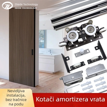 Nevidljivi klizni sustav za vrata — drvena vrata za odvajanje spavaće sobe i kuhinje, kompletan hardver s kolutima