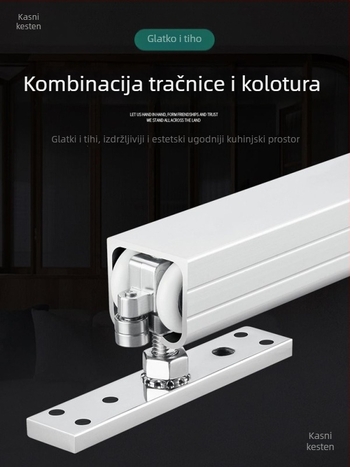 Komplet vodilica i kolotka za sklopivi prozor s drvenim vratima — lijeva i desna klizna vrata, balkonska pregrada