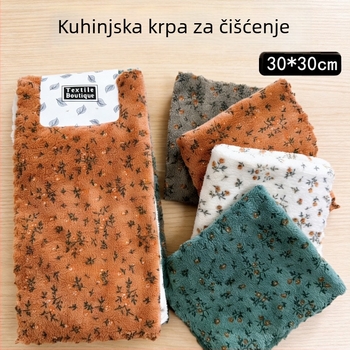 Set od četiri kuhinjske krpe s retro floralnim uzorkom, debeli materijal, kvadratne krpe 30×30 cm za čišćenje površina
