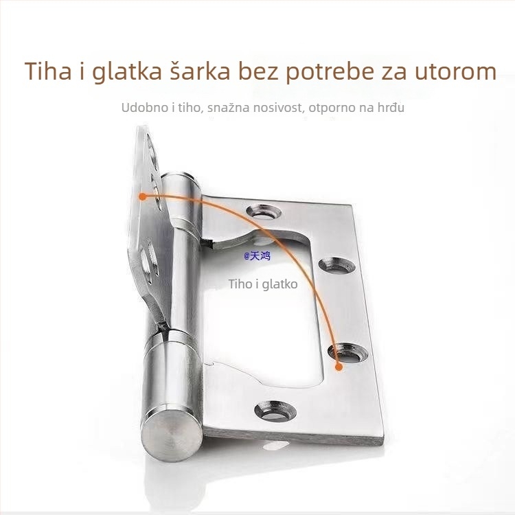 Komplet od tri šarke za vrata od nehrđajućeg čelika, debeli, bez bušenja, tiho za drvena vrata, veličine 4 i 5 inča