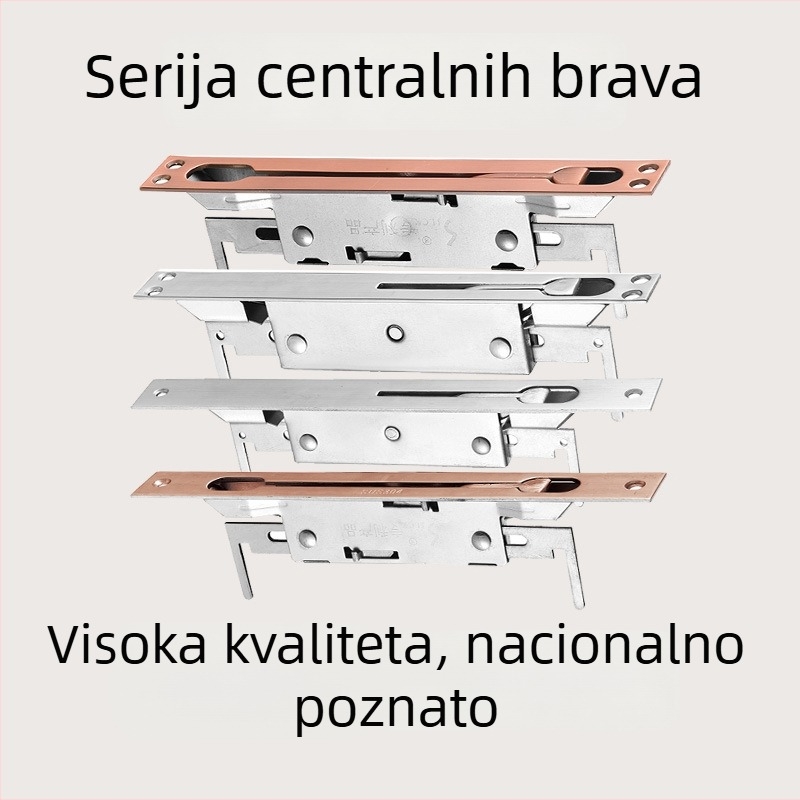 Dodaci za vrata s centralnim mehanizmom zaključavanja za dvokrilna vrata, vila protupožarna vrata, skrivene gornje i donje kukice, nehrđajući čelik – tip bolt za zvučnu izolaciju praznine