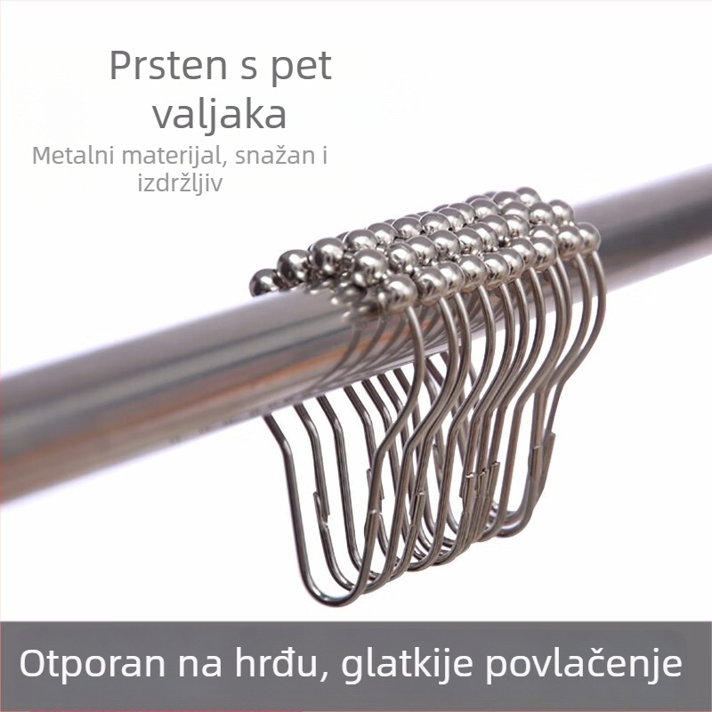 Set prstenova za zavjese od nehrđajućeg čelika 304 za šinu tuša – visići prsteni, kuglasti kuka, prstenovi tipa bundeva za kupaonu s erker prozorom