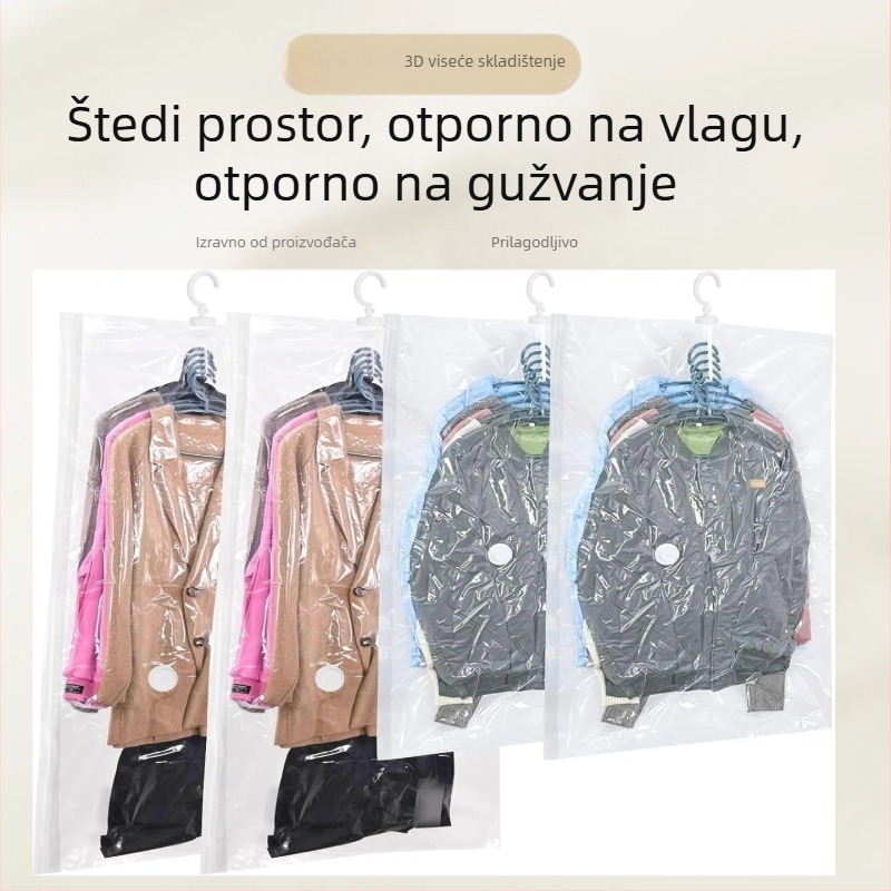Vješene kompresijske vrećice, prozirne za skladištenje, četverodijelni vakuumski set