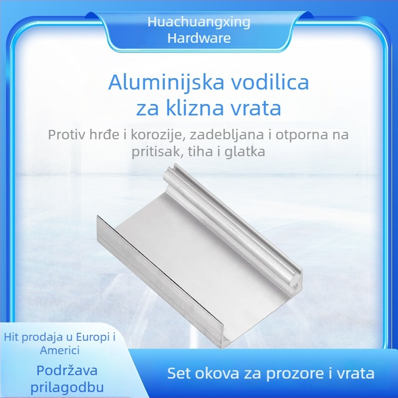Aluminijska šina za klizna vrata stambenih soba, teška, proširena šina za drvena vrata s udubljenim žljebom — komplet hardvera
