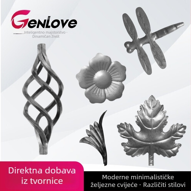 Set dekorativnih željeznih cvjetova za vrata i ograde, kovano željezo, europski stil