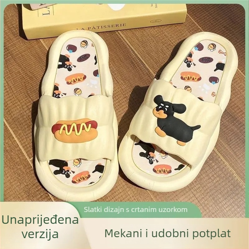 Ženske papuče s printsom medvjeda u maslanoj boji, s platformom, protuklizne i dezodorizirajuće za kućnu uporabu