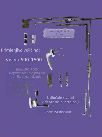 Set hardvera za prilagodbu PVC prozora: iz unutarnjeg otvaranja u unutarnji nagib i u gornje otvaranje, uključujući šarke.