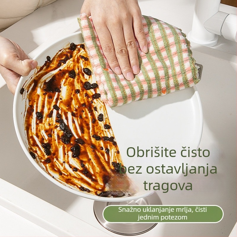 Deblja kuhinjska krpa, upijajuća, bez dlačica, prugasta, od poliestera