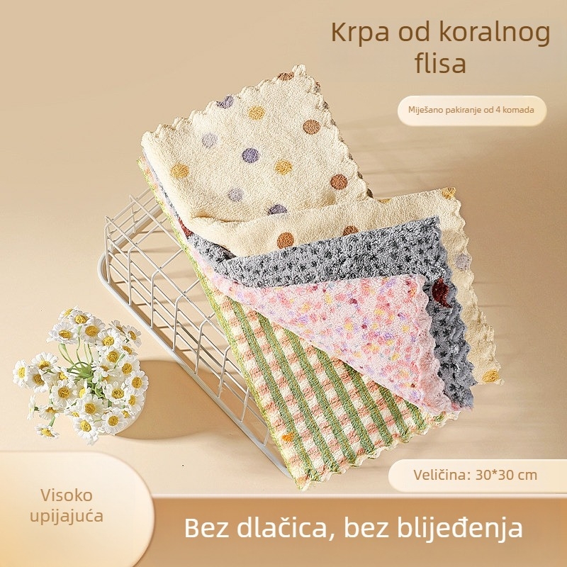 Deblja kuhinjska krpa, upijajuća, bez dlačica, prugasta, od poliestera