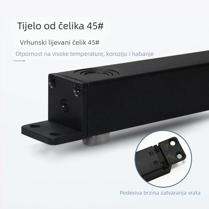 Hidraulički aktuator dodatna oprema za skrivena rotirajuća vrata s osi neba i zemlje, 125° široko otvaranje, ekscentrna os, aluminijski okvir za drvena vrata, automatsko pozicioniranje