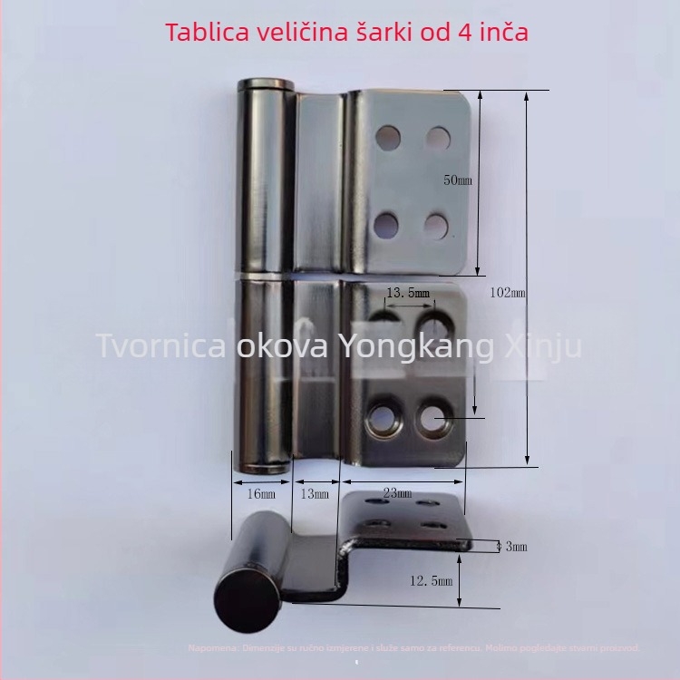 Pantan od nehrđajućeg čelika, 4 inča, T-stil za ekološka drvena vrata, ojačani tiši šarke