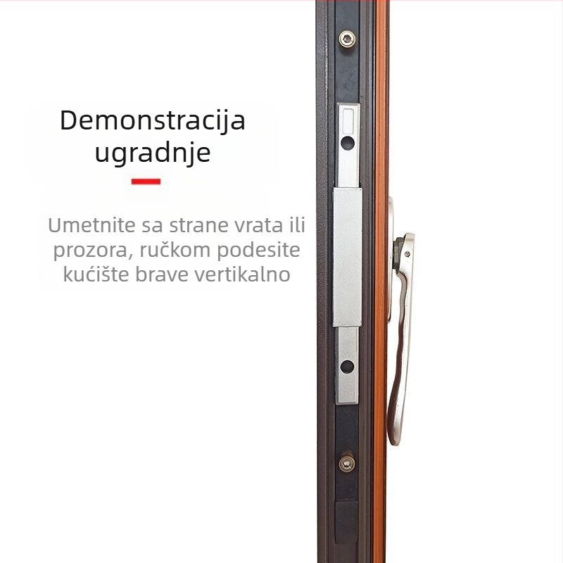 Termalno odvojeni aluminijski profil za vrata i prozore, kućište brave s transmisijskim mehanizmom, nehrđajuće čelično tijelo brave i cilindar, hardverski dodaci