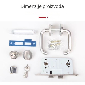 Protupožarna brava za vrata s ručkom od nehrđajućeg čelika i univerzalnim kompletom kućišta brave
