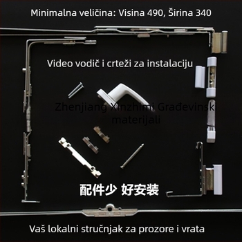 Set hardvera za PVC prozore: šarke, brave i mehanizme za otvaranje prema unutra i gornje viseće prozore