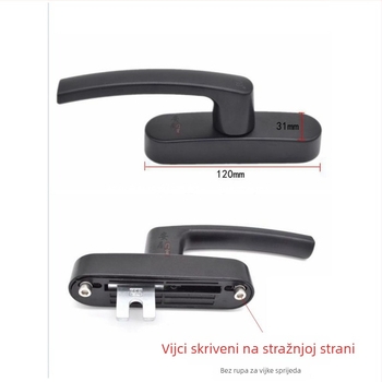 Ručka za prozor od aluminijske legure, unutarnje otvaranje i nagib (tilt‑and‑turn), hardver od cinkove legure