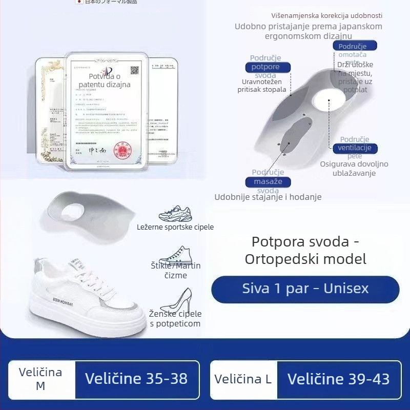 Ortopedske uloške za svod stopala, medicinskog stupnja, ultra mekane, s ublažavanjem udaraca, otporne na habanje, prozračne za odrasle
