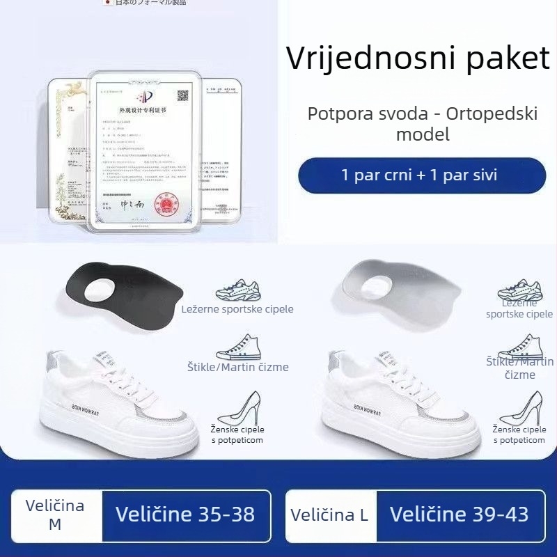 Ortopedske uloške za svod stopala, medicinskog stupnja, ultra mekane, s ublažavanjem udaraca, otporne na habanje, prozračne za odrasle