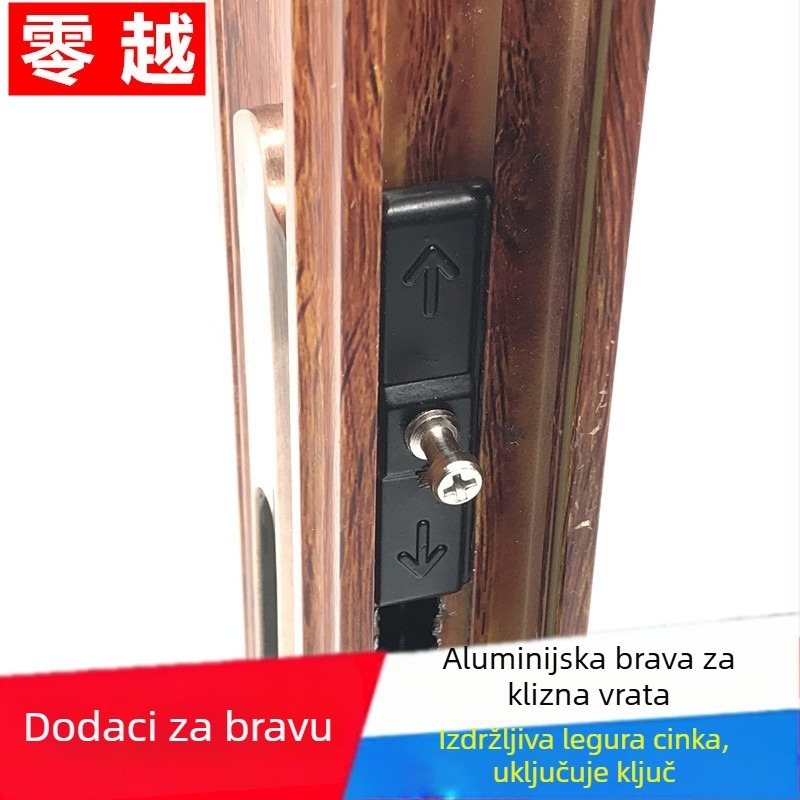 Aluminijski legirani pribor za zaključavanje kliznih vrata - gornji i donji pomični mehanizam zaključavanja s vijcima križnog tipa